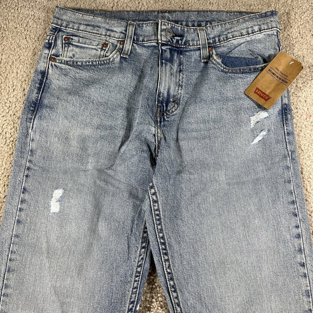 Levis 511 Slim Fit Distressed Blue Jeans Mens 30x32 True Fit 32x32 Light Wash - Picture 2 of 15
